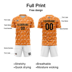 Benutzerdefinierte Fußball Trikots für Männer Frauen Personalisierte Fußball Uniformen für Erwachsene und Kind Orange-Weiß