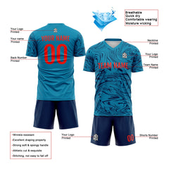 Benutzerdefinierte Fußball Trikots für Männer Frauen Personalisierte Fußball Uniformen für Erwachsene und Kind Blau-Marine