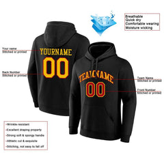 Benutzerdefinierte Authentisch Sweatshirt-Kapuzenpulli Schwarz-Gelb-Rot