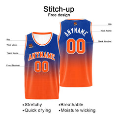 Benutzerdefinierte Basketball Jersey personalisiert genäht Name&Number&Logo Royal&Orange