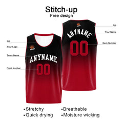 Benutzerdefinierte Basketball Jersey personalisiert genäht Name&Number&Logo Schwarz&Rot
