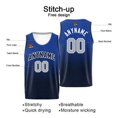 Benutzerdefinierte Basketball Jersey personalisiert genäht Name&Number&Logo Royal&Marine