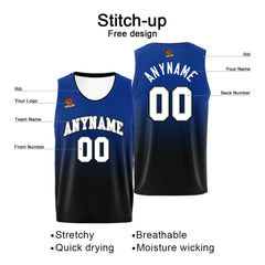 Benutzerdefinierte Basketball Jersey personalisiert genäht Name&Number&Logo Schwarz&Royal