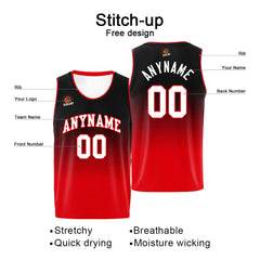 Benutzerdefinierte Basketball Jersey personalisiert genäht Name&Number&Logo Schwarz&Rot