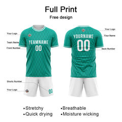 Benutzerdefinierte Fußball Trikots für Männer Frauen Personalisierte Fußball Uniformen für Erwachsene und Kind Grün-Weiß