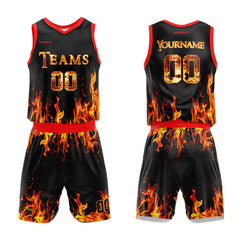 Benutzerdefinierter Flame Basketballanzug für Erwachsene und Kinder Personalisiertes Trikot