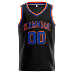 Benutzerdefinierte Authentisch Basketball Trikot Schwarz- Königlich- Orange