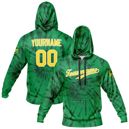 Benutzerdefiniert Krawattenfärben Sport-Hoodie-Oberteil und Hosen-Set Grün