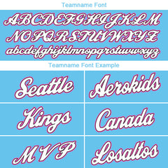 Benutzerdefinierte Authentisch Basketball Trikot Hellblau-Rosa-Weiß-Schwarz