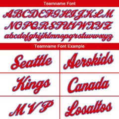 Benutzerdefinierte Authentisch Basketball Trikot Weiß-Rot-Hellblau