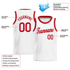 Benutzerdefinierte Authentisch Basketball Trikot Weiß Rot