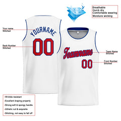 Benutzerdefinierte Authentisch Basketball Trikot Weiß-Rot- königlich