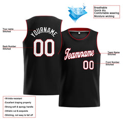 Benutzerdefinierte Authentisch Basketball Trikot Schwarz-Weiß-Rot
