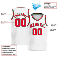 Benutzerdefinierte Authentisch Basketball Trikot Weiß-Rot-Grün