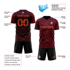 Benutzerdefinierte Fußballuniform Jersey Kinder Erwachsene Personalisiertes Set Jersey Shirt Weinrot
