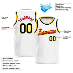 Benutzerdefinierte Authentisch Basketball Trikot Weiß-Rot-Schwarz-Gelb