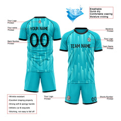 Benutzerdefinierte Fußballuniform Jersey Kinder Erwachsene Personalisiertes Set Jersey Shirt Blaugrün