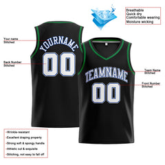 Benutzerdefinierte Authentisch Basketball Trikot Schwarz-Weiß-Kelly Green-Royal