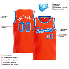 Benutzerdefinierte Authentisch Basketball Trikot Orange-Blau-Weiß