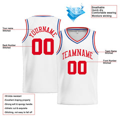 Benutzerdefinierte Authentisch Basketball Trikot Weiß-Rot- königlich