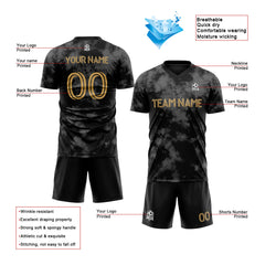 Angefertigte Schwarz Fußball-Trikots für Kinder und Erwachsene, personalisierte Fußball-T-Shirts mit Teamname, Nummer und Logo