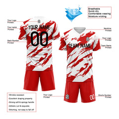 Benutzerdefinierte Fußballuniform Jersey Kinder Erwachsene Personalisiertes Set Jersey Shirt Rot