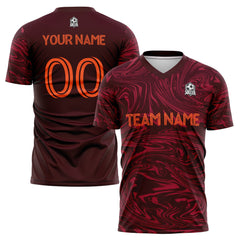 Benutzerdefinierte Fußballuniform Jersey Kinder Erwachsene Personalisiertes Set Jersey Shirt Weinrot