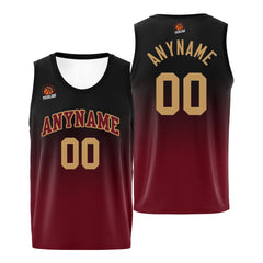 Benutzerdefinierte Basketball Jersey personalisiert genäht Name&Number&Logo Burgund&Schwarz