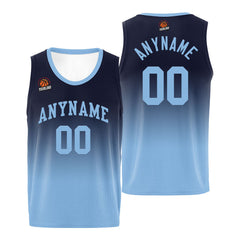 Benutzerdefinierte Basketball Jersey personalisiert genäht Name&Number&Logo Hellblau&Marine