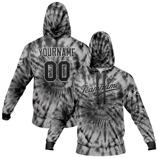 Benutzerdefiniert Krawattenfärben Sport-Hoodie-Oberteil und Hosen-Set Schwarz