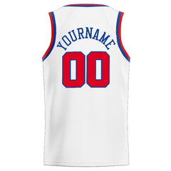 Benutzerdefinierte Authentisch Basketball Trikot Weiß Rot- königlich