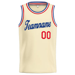 Benutzerdefinierte Authentisch Basketball Trikot Creme- Königlich- Rot
