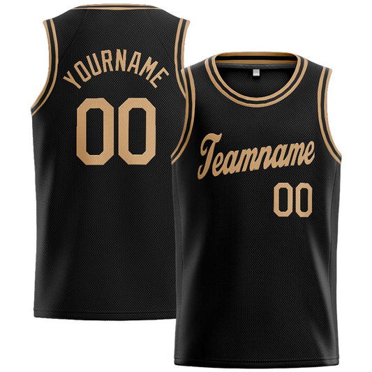 Benutzerdefinierte Authentisch Basketball Trikot Schwarz- Gold