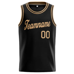 Benutzerdefinierte Authentisch Basketball Trikot Schwarz- Gold