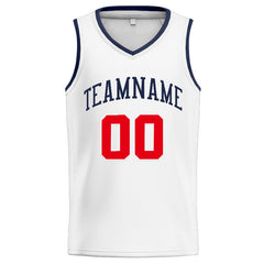 Benutzerdefinierte Authentisch Basketball Trikot Weiß-Marine-Rot