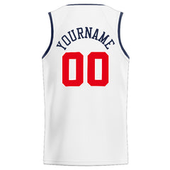 Benutzerdefinierte Authentisch Basketball Trikot Weiß-Marine-Rot
