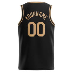 Benutzerdefinierte Authentisch Basketball Trikot Schwarz- Gold