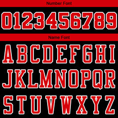 Benutzerdefinierte Authentisch Basketball Trikot Schwarz-Rot-Hellblau