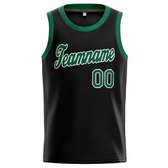 Benutzerdefinierte Authentisch Basketball Trikot Schwarz-Kelly Grün-Weiß
