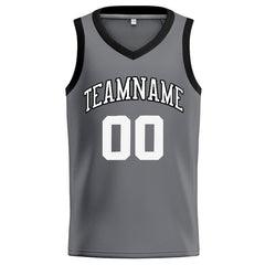 Benutzerdefinierte Authentisch Basketball Trikot Grau-Schwarz-Weiß