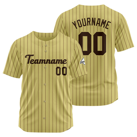 Benutzerdefinierte Authentisch Baseball Nadelstreifen Gold-Braun Netz