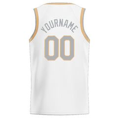 Benutzerdefinierte Authentisch Basketball Trikot Weiß-Grau-Gold