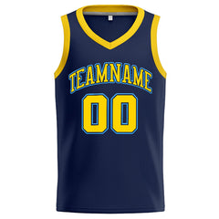 Benutzerdefinierte Authentisch Basketball Trikot Marine-Gelb-Hellblau