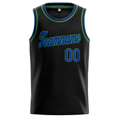Benutzerdefinierte Authentisch Basketball Trikot Schwarz-Blau-Blaugrün