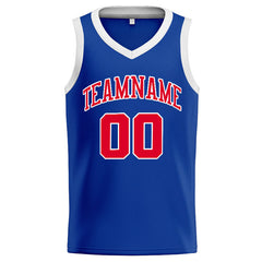 Benutzerdefinierte Authentisch Basketball Trikot Königlich- Rot- Weiß