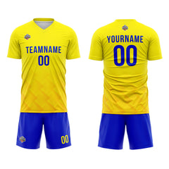 Benutzerdefinierte Fußball Trikots für Männer Frauen Personalisierte Fußball Uniformen für Erwachsene und Kind Gelb-Blau