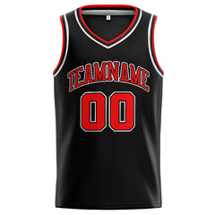 Benutzerdefinierte Authentisch Basketball Trikot Schwarz-Rot-Weiß