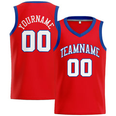 Benutzerdefinierte Authentisch Basketball Trikot Rot-Royal-Weiß