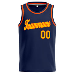 Benutzerdefinierte Authentisch Basketball Trikot Marine-Gelb-Orange
