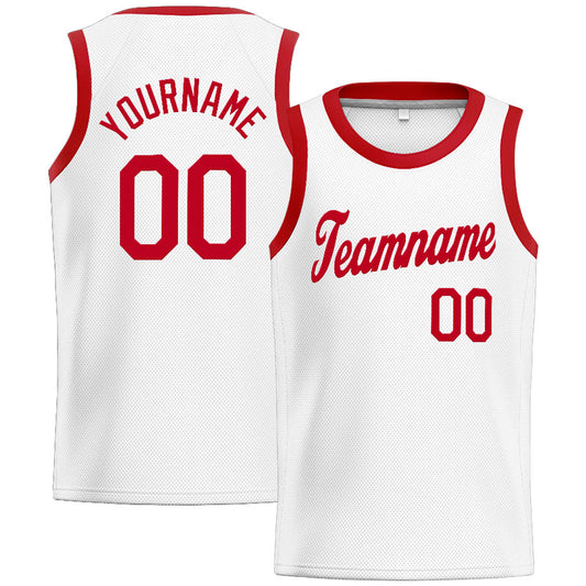 Benutzerdefinierte Authentisch Basketball Trikot Weiß Rot